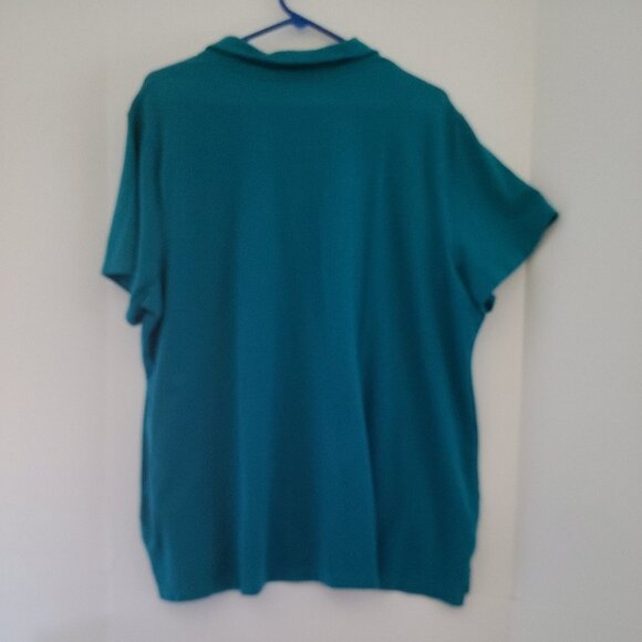 CROFT & BARROW WOMEN'S CLASSIC POLO SHORT SLEEVE SHIRT-SIZE 3X/ BLUE - Picture 5 of 10